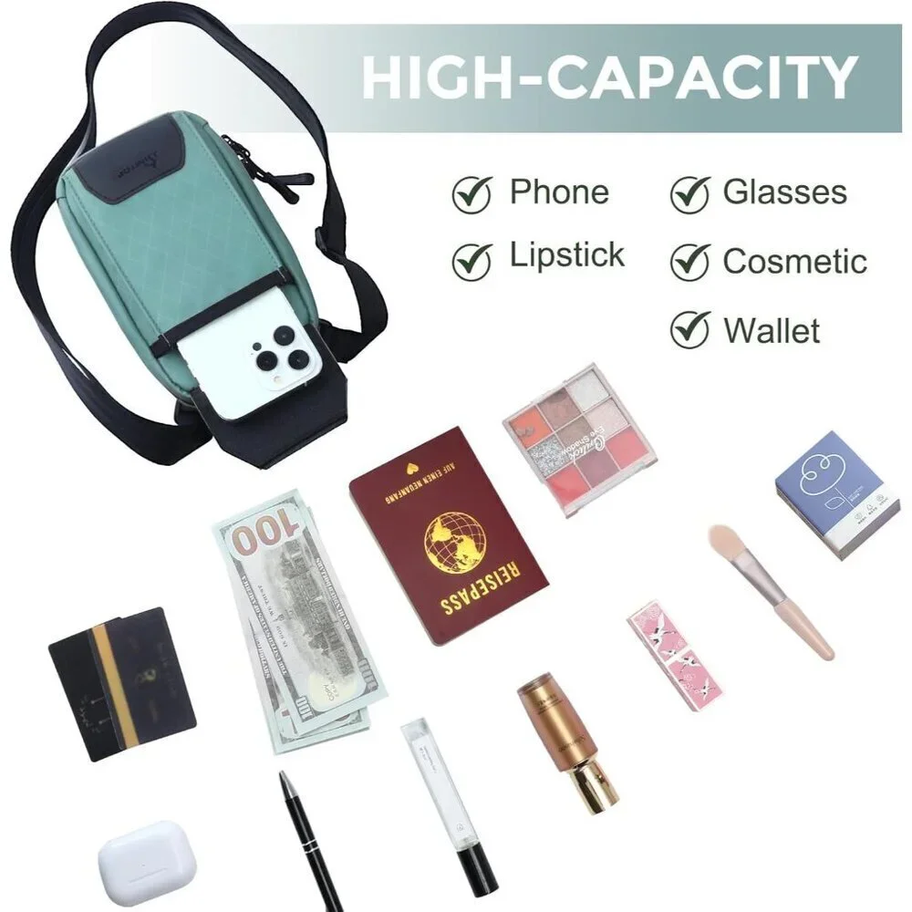 Women Crossbody Bag Nylon Quilted Waterproof Zipper Adjustable Strap